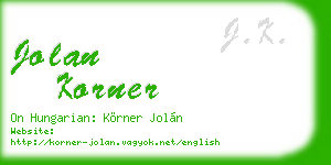 jolan korner business card